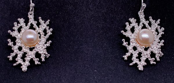 Ohrhänger  Perlen Silber 925 Korallendesign  8,5 mm,Damenschmuck !