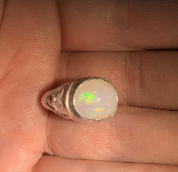 Herrlicher echter multicolor Opal Adler Herren Ring Silber Größe 63 änderbar,top