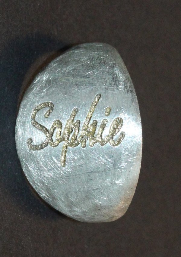 Ring Silber Sophie Name 925 vergoldet fein mattiert goldfarben eingefärbt