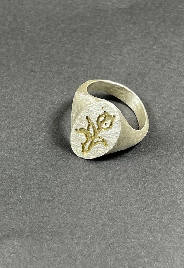 Ring Tulpe Silber 925 Unikat Siegelring Damenschmuck eismatt Größe 55