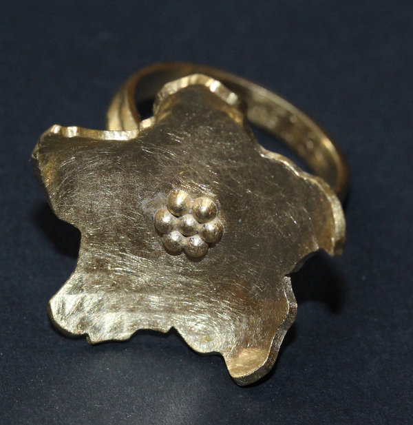 Ring Blüte mit Pollen Silber 925 vergoldet Größe 56 handmade