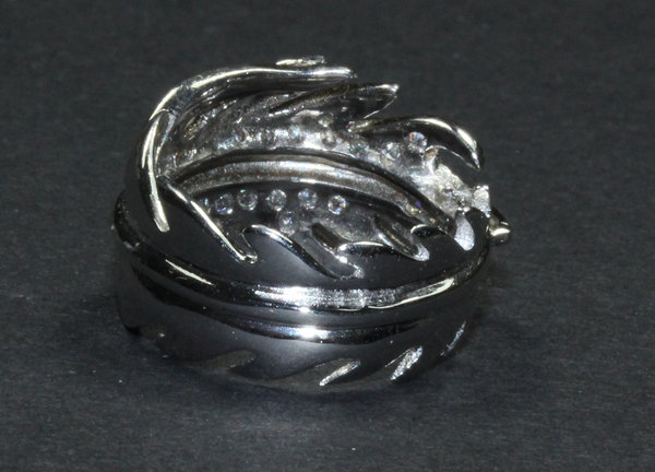 Ring Silber 925 Blattdesign Größe 55 Zirkonia